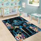 Cronulla-Sutherland Sharks Area Rug Tropical Island Floral Pattern With Black And Blue Accents