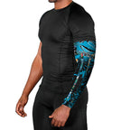 Cronulla-Sutherland Sharks Arm Sleeves Tropical Island Floral Pattern With Black And Blue Accents