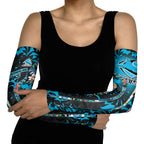 Cronulla-Sutherland Sharks Arm Sleeves Tropical Island Floral Pattern With Black And Blue Accents