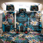 Cronulla-Sutherland Sharks Back Car Seat Cover Tropical Island Floral Pattern With Black And Blue Accents