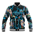 Cronulla-Sutherland Sharks Baseball Jacket Tropical Island Floral Pattern With Black And Blue Accents