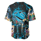 Cronulla-Sutherland Sharks Baseball Jersey Tropical Island Floral Pattern With Black And Blue Accents