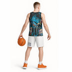 Cronulla-Sutherland Sharks Basketball Jersey Tropical Island Floral Pattern With Black And Blue Accents