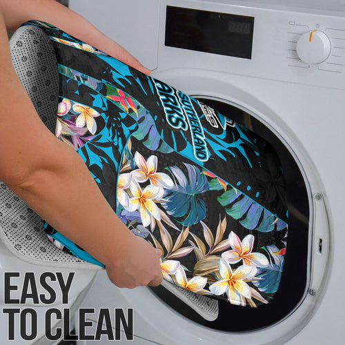 Cronulla-Sutherland Sharks Bathroom Set Tropical Island Floral Pattern With Black And Blue Accents