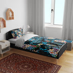 Cronulla-Sutherland Sharks Bedding Set Tropical Island Floral Pattern With Black And Blue Accents