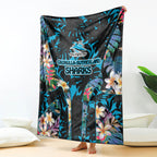 Cronulla-Sutherland Sharks Blanket Tropical Island Floral Pattern With Black And Blue Accents