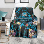 Cronulla-Sutherland Sharks Blanket Tropical Island Floral Pattern With Black And Blue Accents
