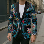 Cronulla-Sutherland Sharks Blazer Tropical Island Floral Pattern With Black And Blue Accents