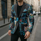 Cronulla-Sutherland Sharks Blazer Tropical Island Floral Pattern With Black And Blue Accents