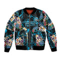 Cronulla-Sutherland Sharks Bomber Jacket Tropical Island Floral Pattern With Black And Blue Accents