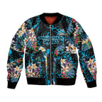 Cronulla-Sutherland Sharks Bomber Jacket Tropical Island Floral Pattern With Black And Blue Accents