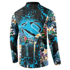 Cronulla-Sutherland Sharks Button Sweatshirt Tropical Island Floral Pattern With Black And Blue Accents