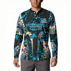 Cronulla-Sutherland Sharks Button Sweatshirt Tropical Island Floral Pattern With Black And Blue Accents