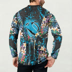 Cronulla-Sutherland Sharks Button Sweatshirt Tropical Island Floral Pattern With Black And Blue Accents