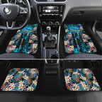 Cronulla-Sutherland Sharks Car Mats Tropical Island Floral Pattern With Black And Blue Accents