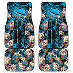 Cronulla-Sutherland Sharks Car Mats Tropical Island Floral Pattern With Black And Blue Accents