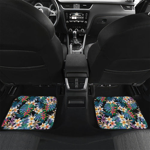 Cronulla-Sutherland Sharks Car Mats Tropical Island Floral Pattern With Black And Blue Accents