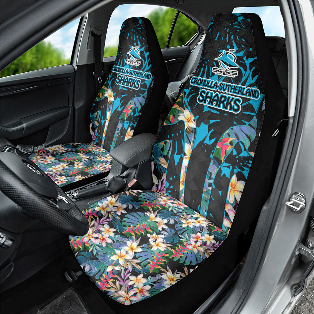 Cronulla-Sutherland Sharks Car Seat Cover Tropical Island Floral Pattern With Black And Blue Accents