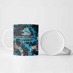Cronulla-Sutherland Sharks Ceramic Mug Tropical Island Floral Pattern With Black And Blue Accents
