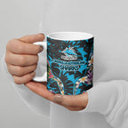 Cronulla-Sutherland Sharks Ceramic Mug Tropical Island Floral Pattern With Black And Blue Accents
