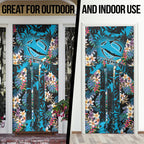 Cronulla-Sutherland Sharks Door Cover Tropical Island Floral Pattern With Black And Blue Accents