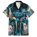 Cronulla-Sutherland Sharks Family Matching Short Sleeve Bodycon Dress and Hawaiian Shirt Tropical Island Floral Pattern With Black And Blue Accents