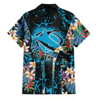 Cronulla-Sutherland Sharks Family Matching Summer Maxi Dress and Hawaiian Shirt Tropical Island Floral Pattern With Black And Blue Accents