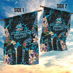 Cronulla-Sutherland Sharks Garden Flag Tropical Island Floral Pattern With Black And Blue Accents