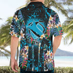 Cronulla-Sutherland Sharks Hawaiian Shirt Tropical Island Floral Pattern With Black And Blue Accents