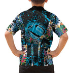 Cronulla-Sutherland Sharks Hawaiian Shirt Tropical Island Floral Pattern With Black And Blue Accents