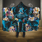 Cronulla-Sutherland Sharks Hooded Blanket Tropical Island Floral Pattern With Black And Blue Accents