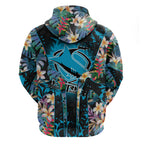 Cronulla-Sutherland Sharks Hoodie Tropical Island Floral Pattern With Black And Blue Accents