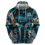 Cronulla-Sutherland Sharks Hoodie Tropical Island Floral Pattern With Black And Blue Accents