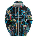 Cronulla-Sutherland Sharks Hoodie Tropical Island Floral Pattern With Black And Blue Accents