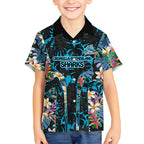 Cronulla-Sutherland Sharks Kid Hawaiian Shirt Tropical Island Floral Pattern With Black And Blue Accents