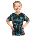 Cronulla-Sutherland Sharks Kid T Shirt Tropical Island Floral Pattern With Black And Blue Accents