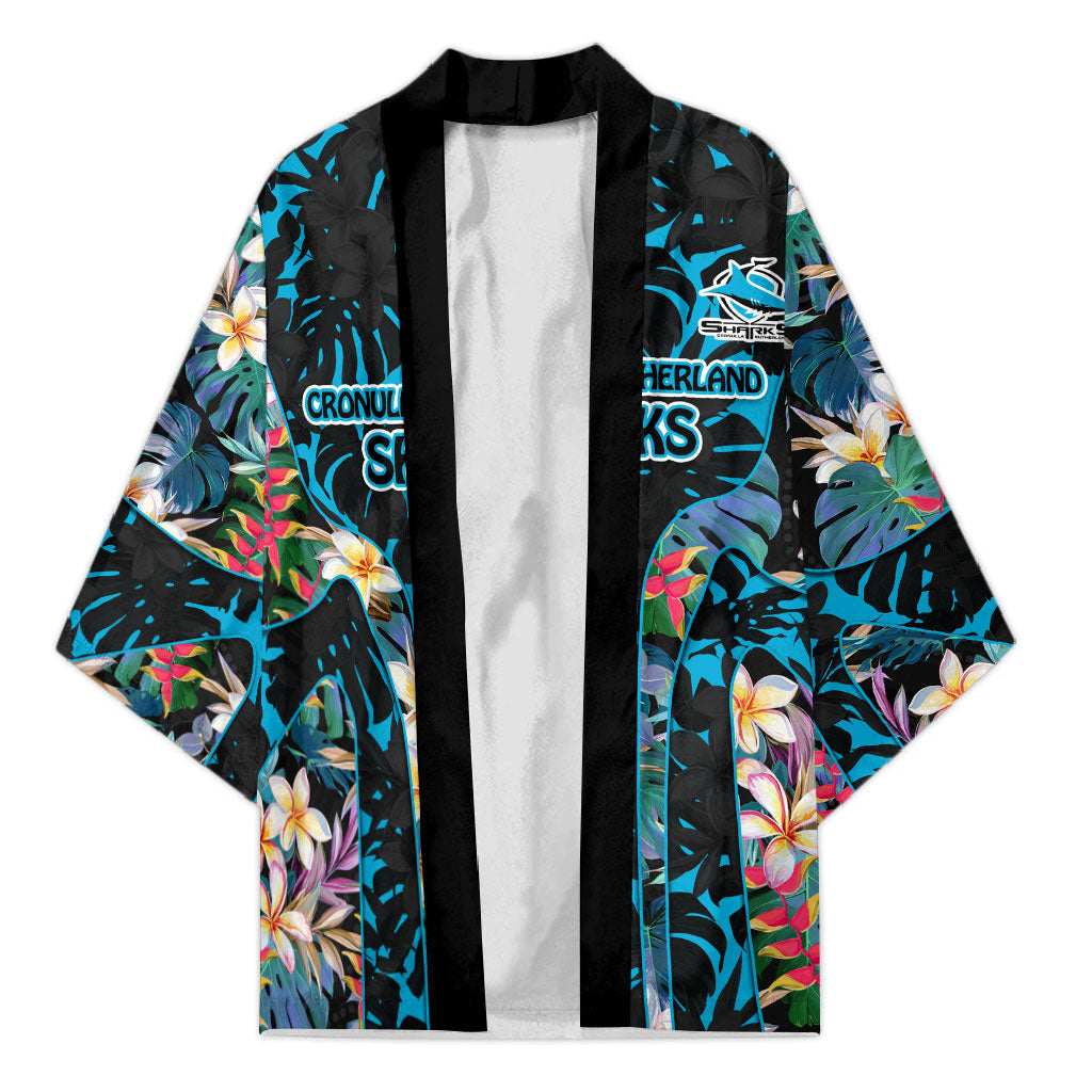 Cronulla-Sutherland Sharks Kimono Tropical Island Floral Pattern With Black And Blue Accents