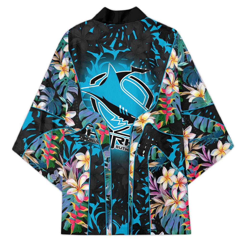 Cronulla-Sutherland Sharks Kimono Tropical Island Floral Pattern With Black And Blue Accents