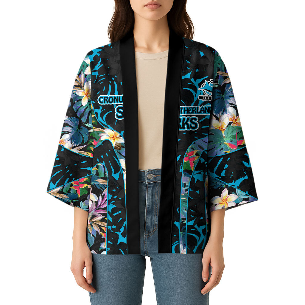 Cronulla-Sutherland Sharks Kimono Tropical Island Floral Pattern With Black And Blue Accents