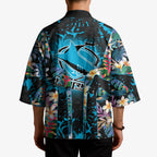 Cronulla-Sutherland Sharks Kimono Tropical Island Floral Pattern With Black And Blue Accents