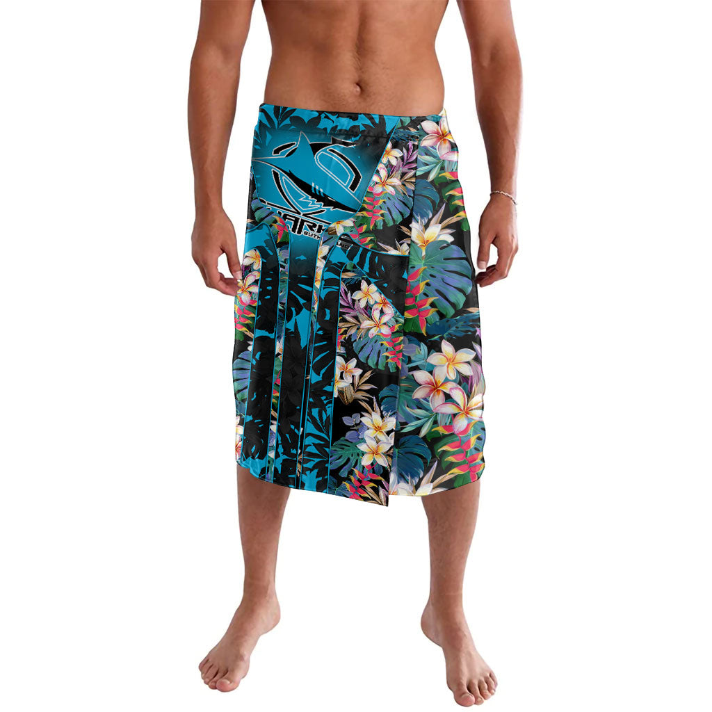 Cronulla-Sutherland Sharks Lavalava Tropical Island Floral Pattern With Black And Blue Accents