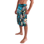 Cronulla-Sutherland Sharks Lavalava Tropical Island Floral Pattern With Black And Blue Accents