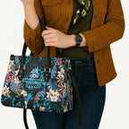 Cronulla-Sutherland Sharks Leather Bag Tropical Island Floral Pattern With Black And Blue Accents