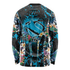 Cronulla-Sutherland Sharks Long Sleeve Shirt Tropical Island Floral Pattern With Black And Blue Accents
