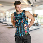 Cronulla-Sutherland Sharks Men Tank Top Tropical Island Floral Pattern With Black And Blue Accents