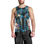 Cronulla-Sutherland Sharks Men Tank Top Tropical Island Floral Pattern With Black And Blue Accents