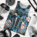 Cronulla-Sutherland Sharks Men Tank Top Tropical Island Floral Pattern With Black And Blue Accents