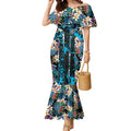 Cronulla-Sutherland Sharks Mermaid Dress Tropical Island Floral Pattern With Black And Blue Accents