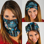 Cronulla-Sutherland Sharks Neck Gaiter Tropical Island Floral Pattern With Black And Blue Accents