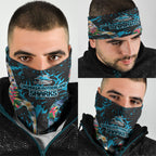 Cronulla-Sutherland Sharks Neck Gaiter Tropical Island Floral Pattern With Black And Blue Accents